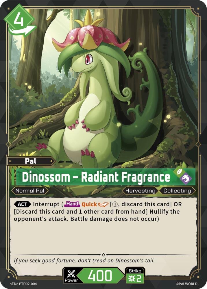 Dinossom - Radiant Fragrance (TD02: Dawn of Palpagos Green•Purple) — Palworld card