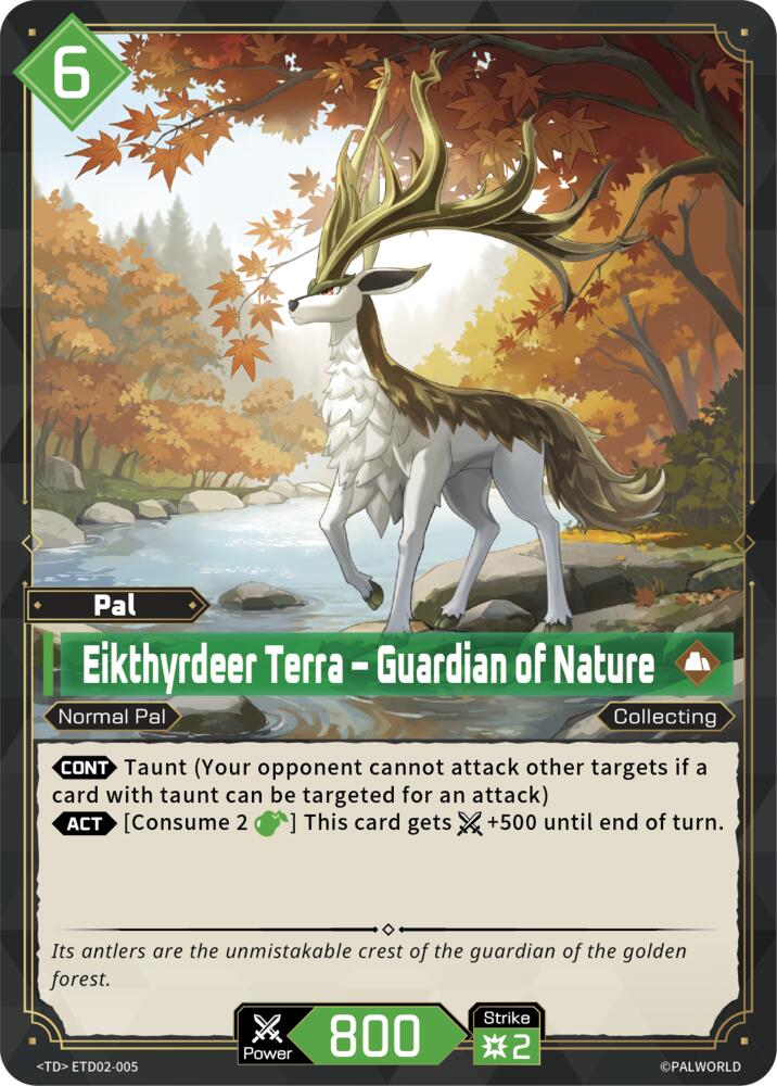 Eikthyrdeer Terra - Guardian of Nature (TD02: Dawn of Palpagos Green•Purple) — Palworld card