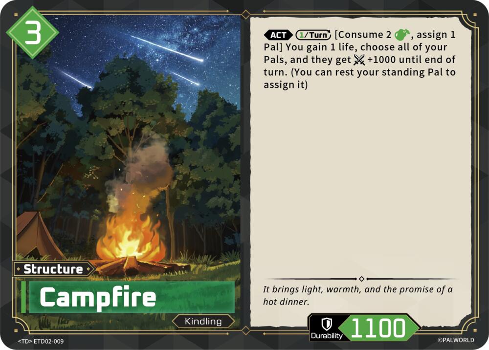 Campfire (TD02: Dawn of Palpagos Green•Purple) — Palworld card