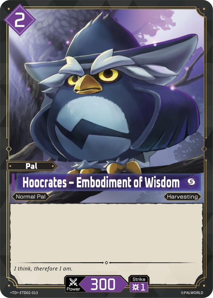 Hoocrates - Embodiment of Wisdom (TD02: Dawn of Palpagos Green•Purple) — Palworld card