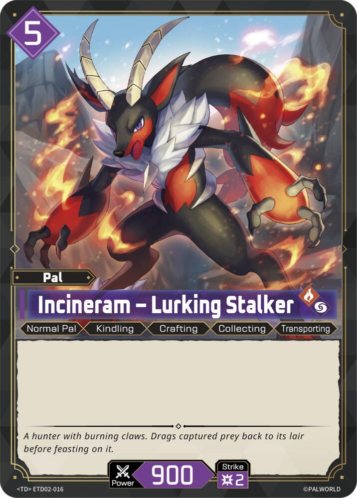 Incineram - Lurking Stalker (TD02: Dawn of Palpagos Green•Purple) — Palworld card