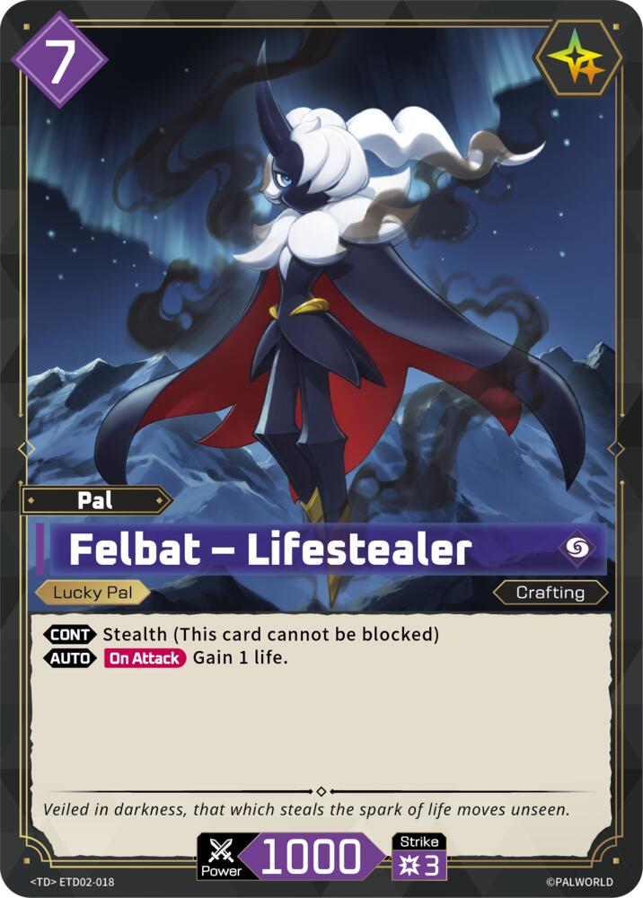 Felbat - Lifestealer (TD02: Dawn of Palpagos Green•Purple) — Palworld card