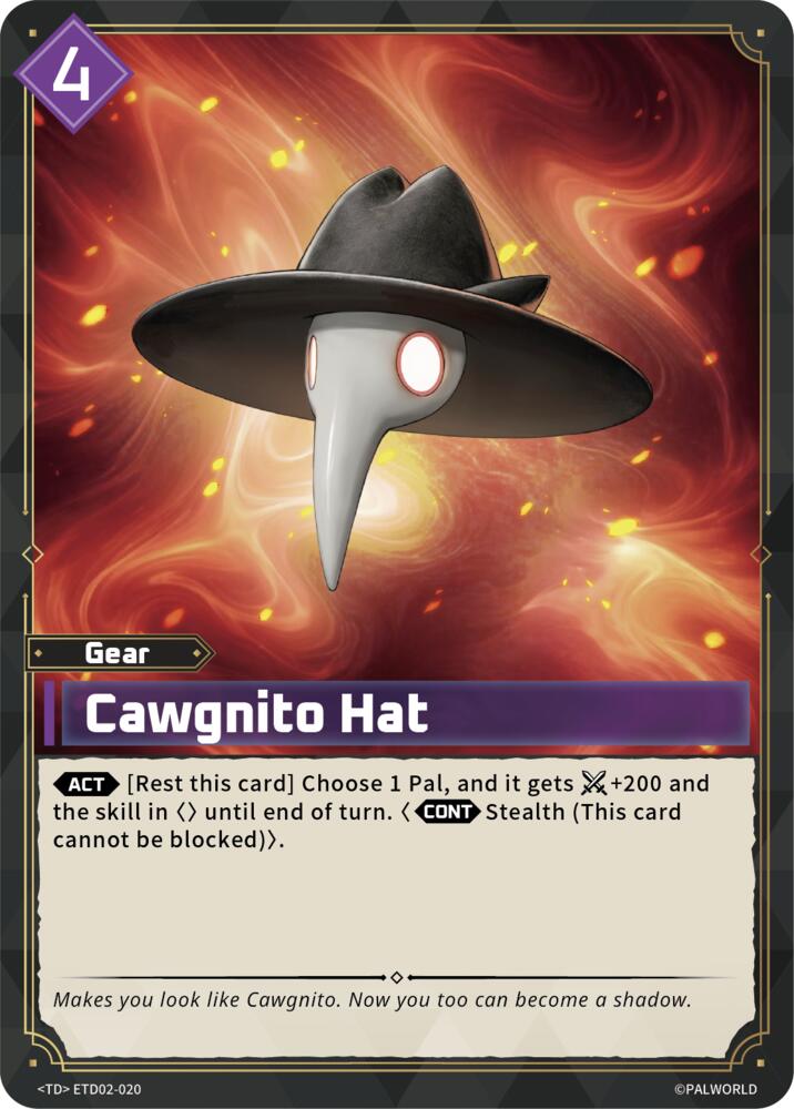 Cawgnito Hat (TD02: Dawn of Palpagos Green•Purple) — Palworld card