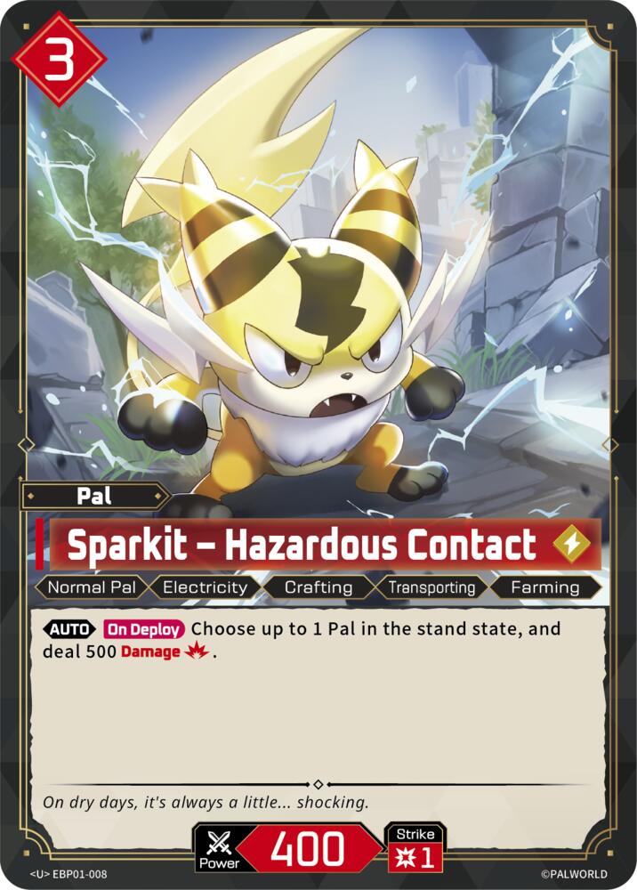 Sparkit - Hazardous Contact (BP01: Dawn of Palpagos) — Palworld card