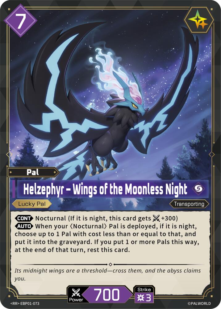 Helzephyr - Wings of the Moonless Night (BP01: Dawn of Palpagos) — Palworld card