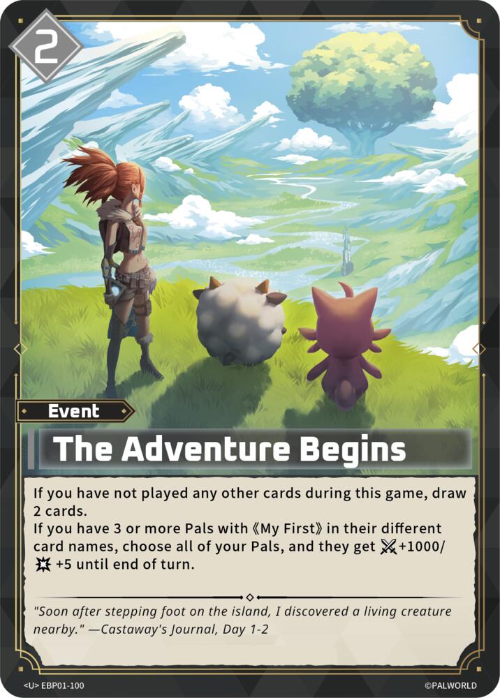 The Adventure Begins (BP01: Dawn of Palpagos) — Palworld card