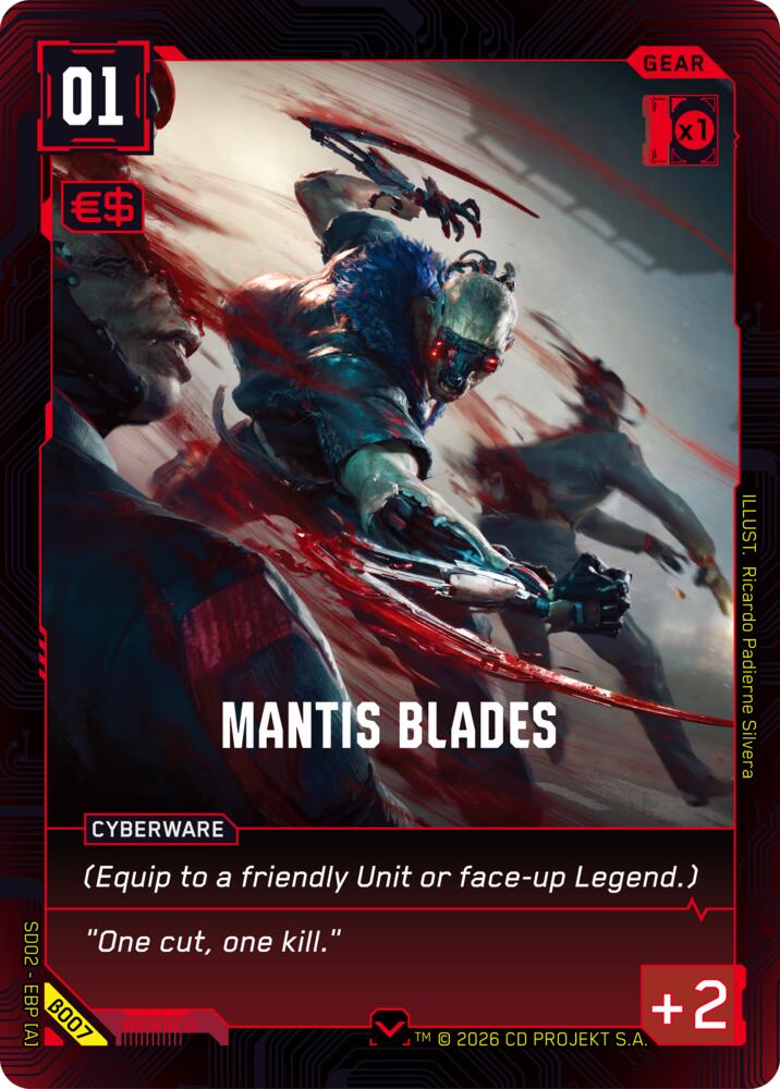 Mantis Blades (Embracing Power - Beta Starter Deck) — Cyberpunk TCG card