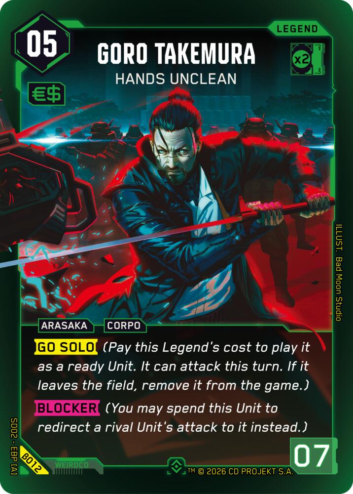 Goro Takemura - Hands Unclean (Embracing Power - Beta Starter Deck) — Cyberpunk TCG card