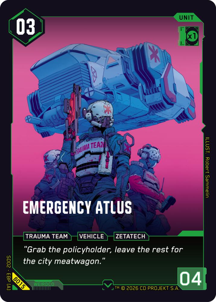 Emergency Atlus (Embracing Power - Beta Starter Deck) — Cyberpunk TCG card