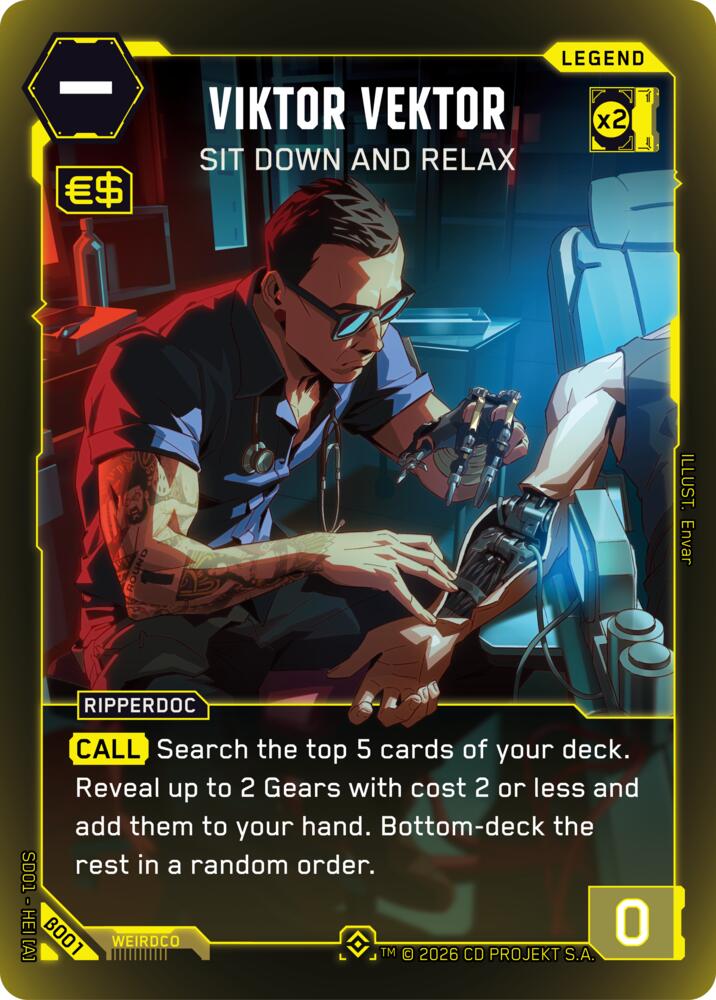 Viktor Vektor - Sit Down and Relax (The Heist - Beta Starter Deck) — Cyberpunk TCG card