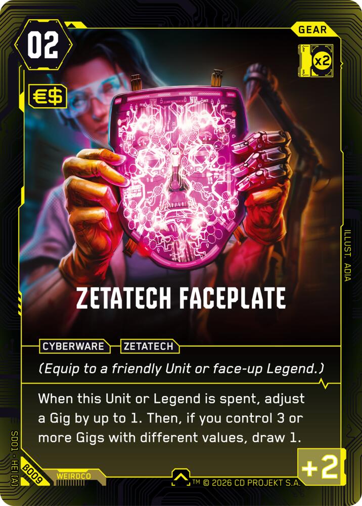 Zetatech Faceplate (The Heist - Beta Starter Deck) — Cyberpunk TCG card