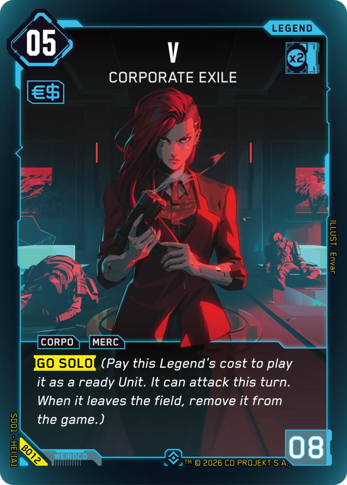 V - Corporate Exile (The Heist - Beta Starter Deck) — Cyberpunk TCG card