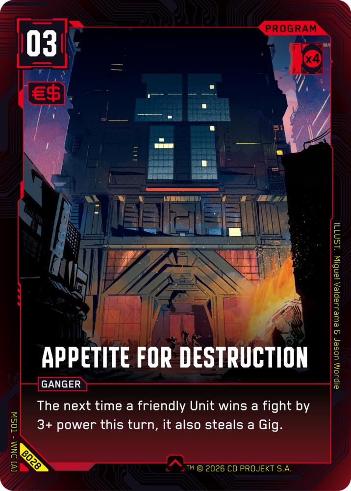 Appetite for Destruction (Welcome to Night City - Beta) — Cyberpunk TCG card