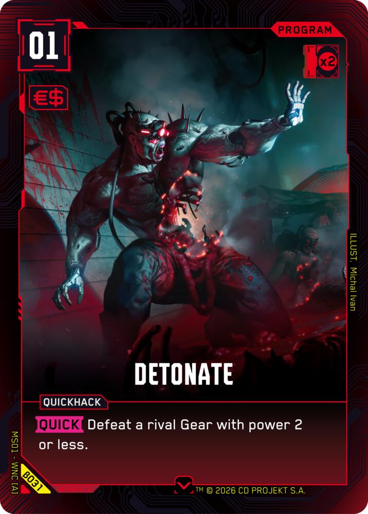 Detonate (Welcome to Night City - Beta) — Cyberpunk TCG card