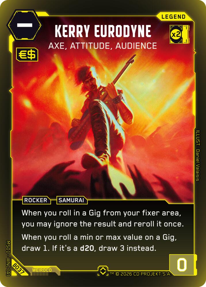 Kerry Eurodyne - Axe, Attitude, Audience (Welcome to Night City - Beta) — Cyberpunk TCG card