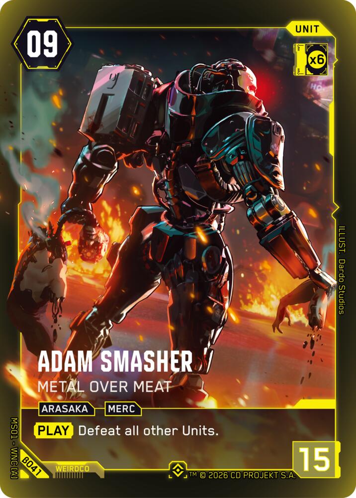 Adam Smasher - Metal Over Meat (Welcome to Night City - Beta) — Cyberpunk TCG card