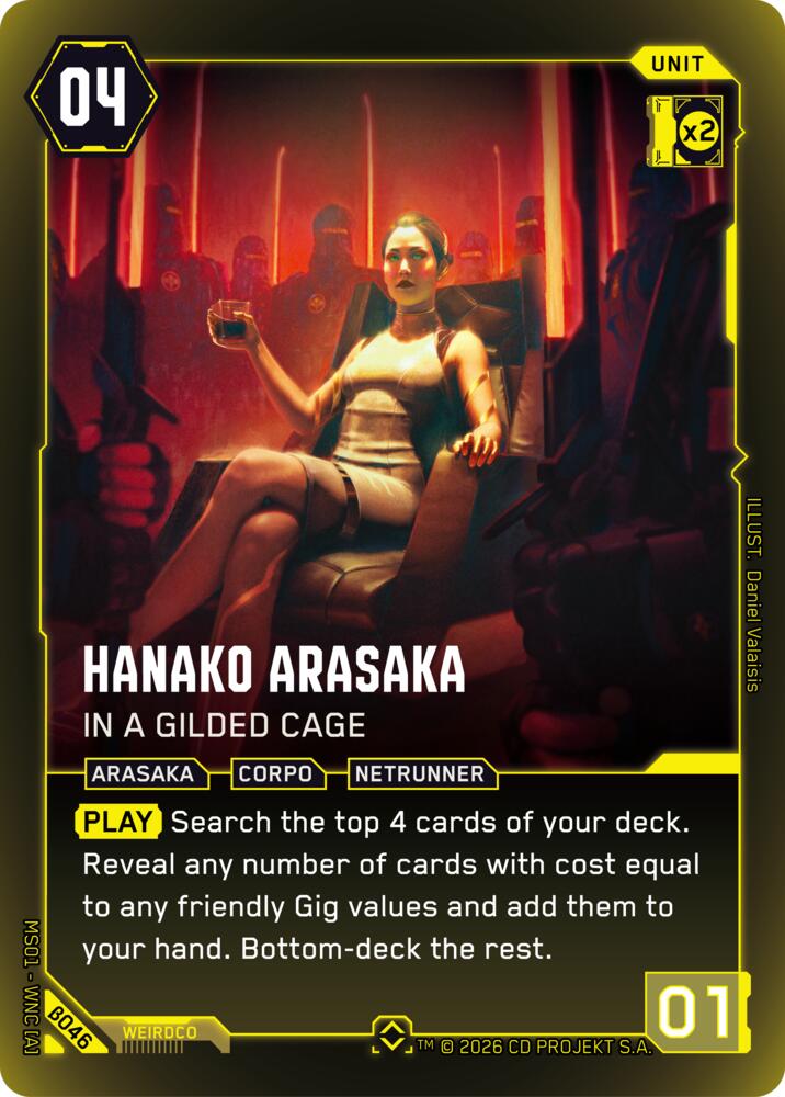 Hanako Arasaka - In a Gilded Cage (Welcome to Night City - Beta) — Cyberpunk TCG card