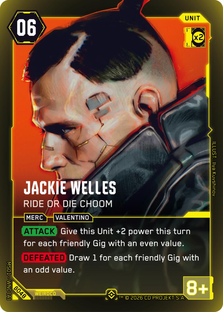 Jackie Welles - Ride or Die Choom (Welcome to Night City - Beta) — Cyberpunk TCG card