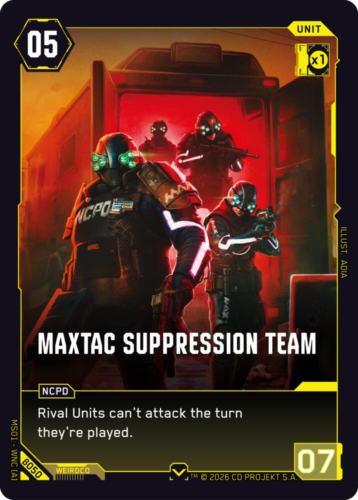 MaxTac Suppression Team (Welcome to Night City - Beta) — Cyberpunk TCG card