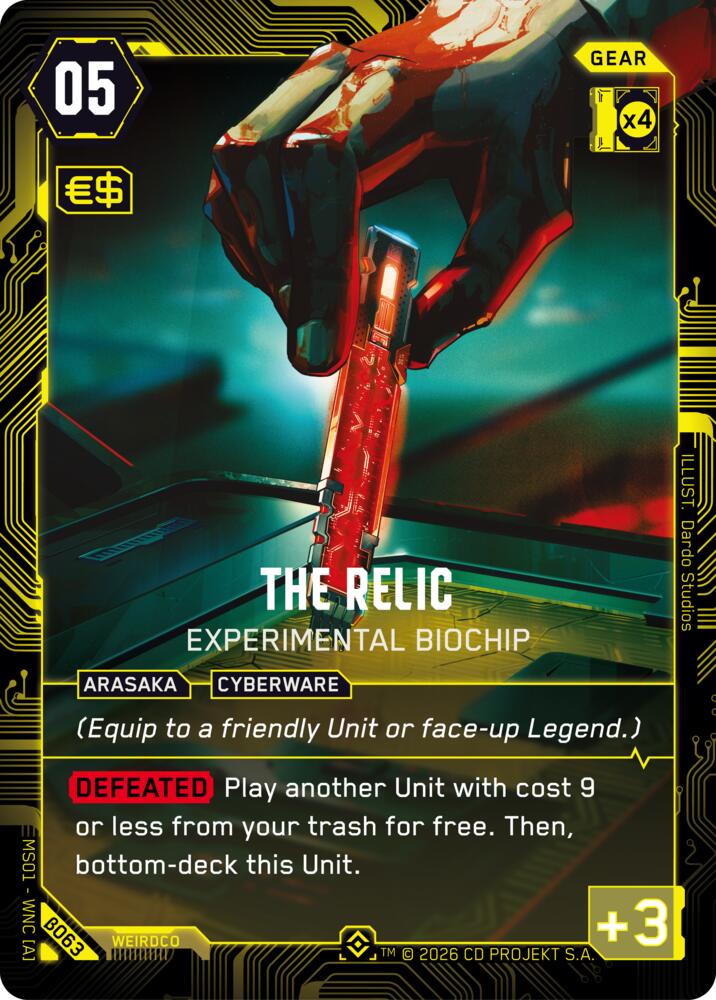The Relic - Experimental Biochip (Welcome to Night City - Beta) — Cyberpunk TCG card