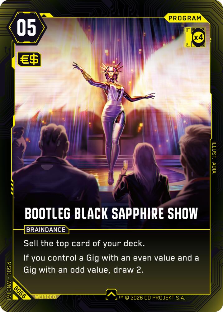 Bootleg Black Sapphire Show (Welcome to Night City - Beta) — Cyberpunk TCG card