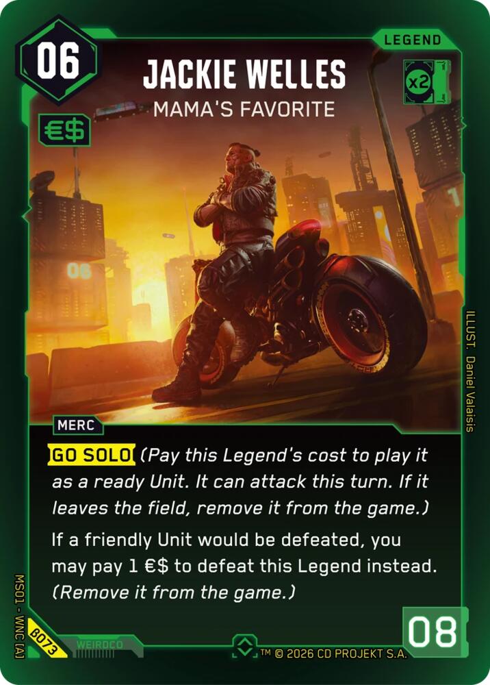 Jackie Welles - Mama's Favorite (Welcome to Night City - Beta) — Cyberpunk TCG card