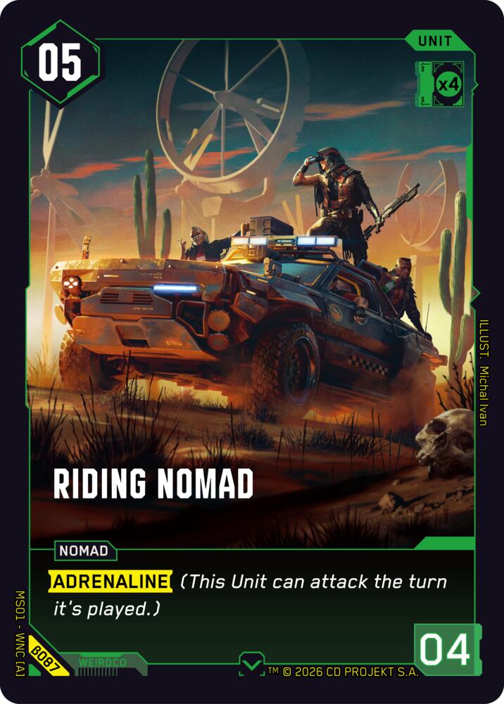 Riding Nomad (Welcome to Night City - Beta) — Cyberpunk TCG card