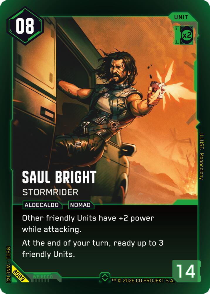 Saul Bright - Stormrider (Welcome to Night City - Beta) — Cyberpunk TCG card
