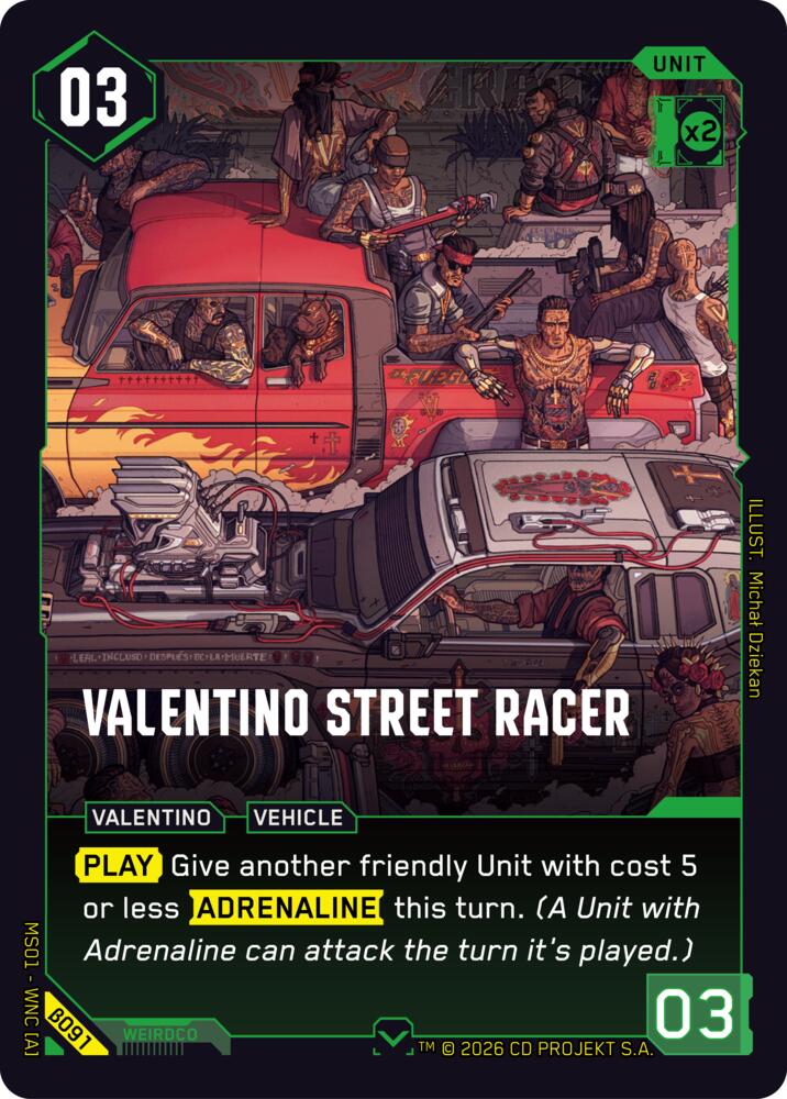 Valentino Street Racer (Welcome to Night City - Beta) — Cyberpunk TCG card