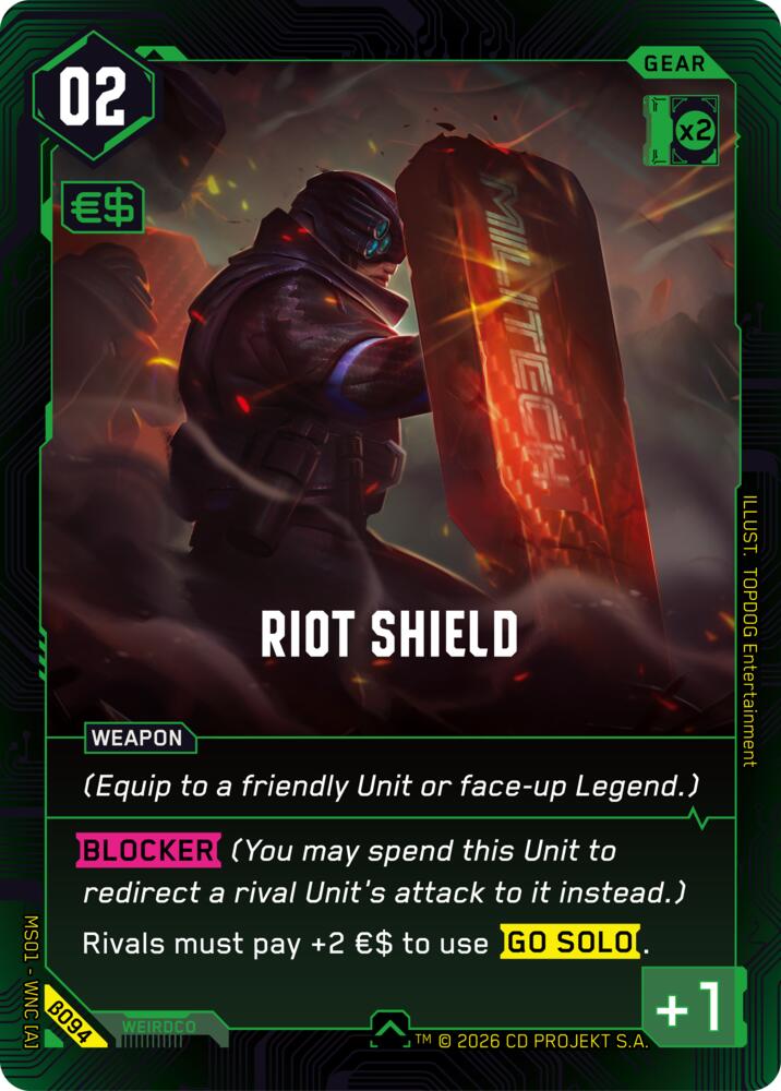 Riot Shield (Welcome to Night City - Beta) — Cyberpunk TCG card