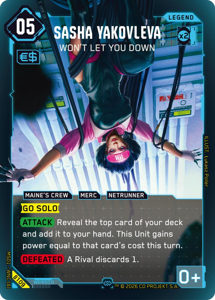 Sasha Yakovleva - Won't Let You Down (Welcome to Night City - Beta) — Cyberpunk TCG card