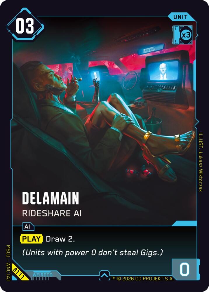 Delamain - Rideshare AI (Welcome to Night City - Beta) — Cyberpunk TCG card