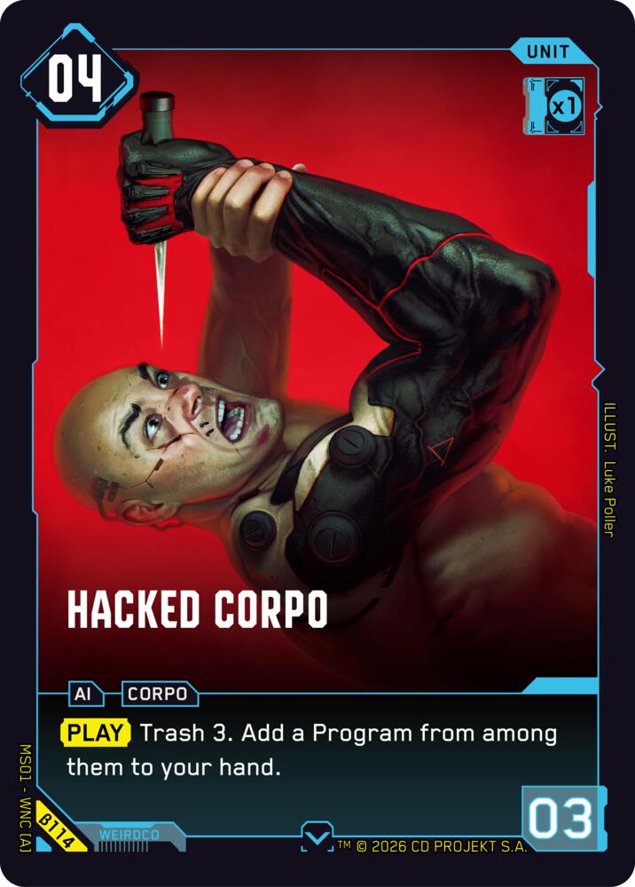 Hacked Corpo (Welcome to Night City - Beta) — Cyberpunk TCG card