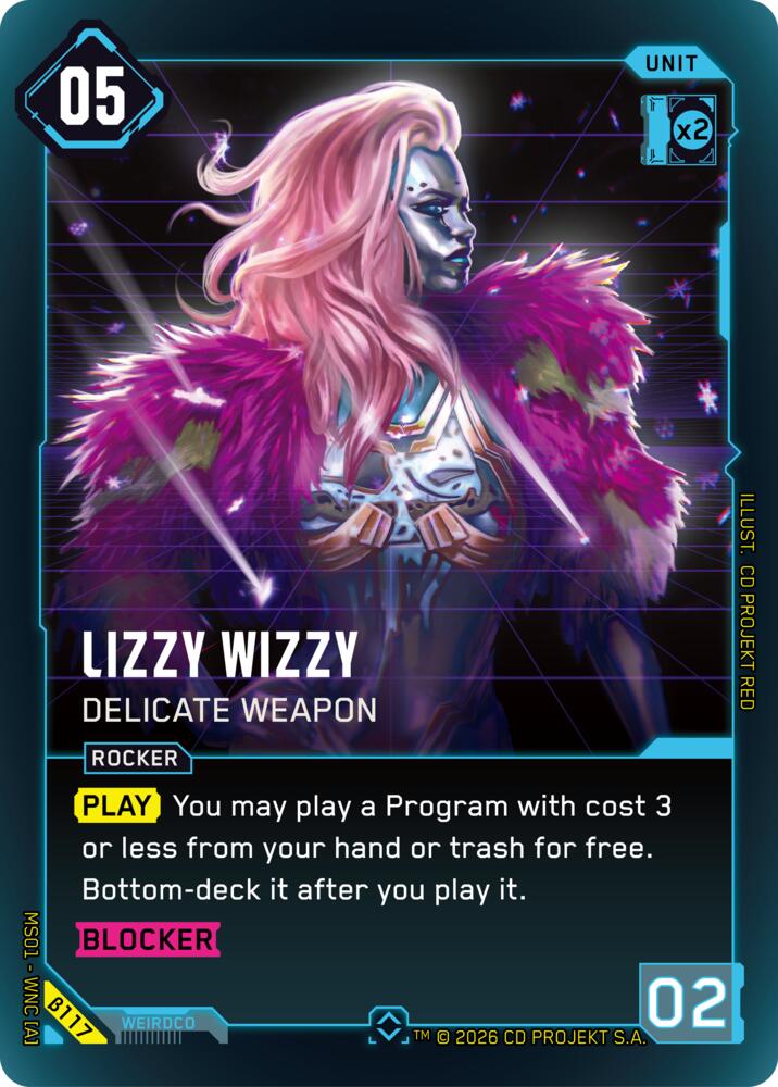 Lizzy Wizzy - Delicate Weapon (Welcome to Night City - Beta) — Cyberpunk TCG card