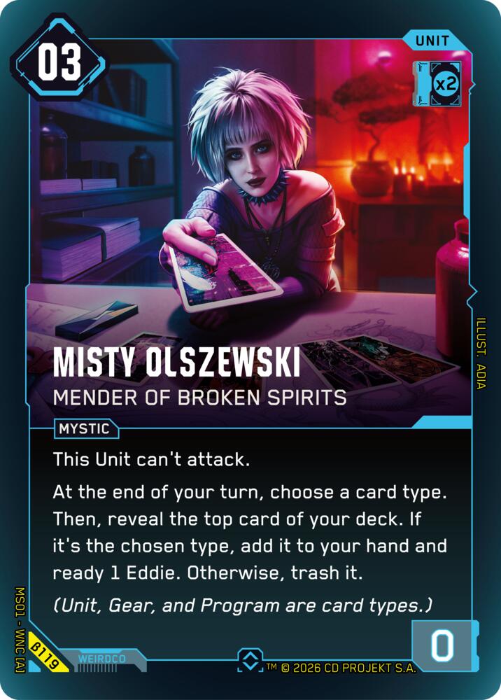 Misty Olszewski - Mender of Broken Spirits (Welcome to Night City - Beta) — Cyberpunk TCG card