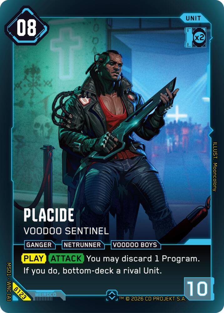 Placide - Voodoo Sentinel (Welcome to Night City - Beta) — Cyberpunk TCG card