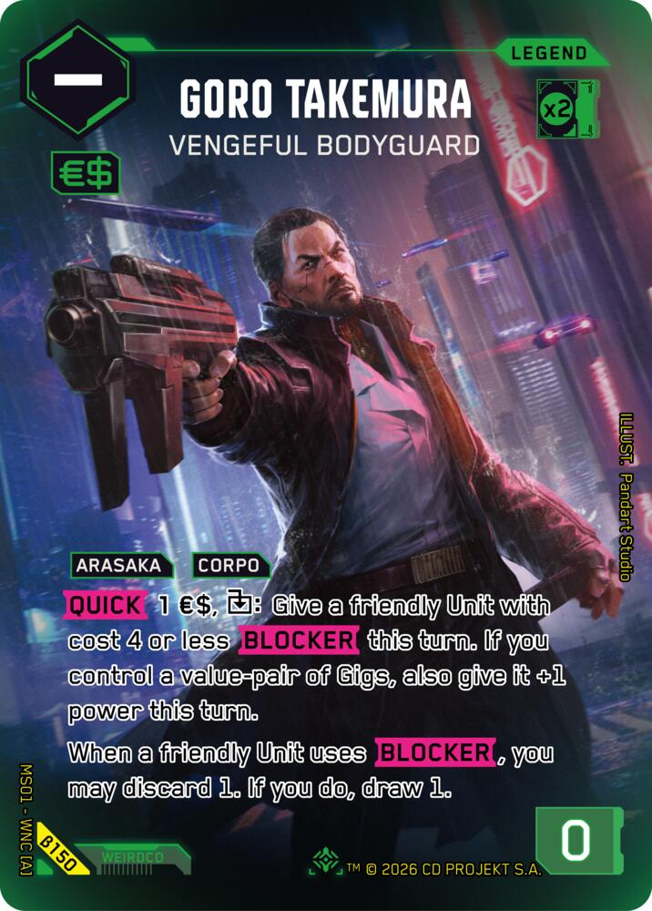 Goro Takemura - Vengeful Bodyguard (Welcome to Night City - Beta) — Cyberpunk TCG card