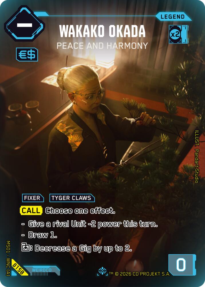 Wakako Okada - Peace and Harmony (Welcome to Night City - Beta) — Cyberpunk TCG card