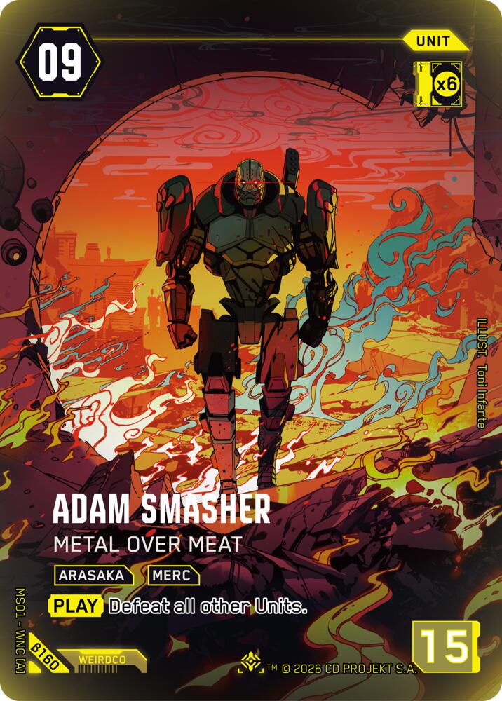 Adam Smasher - Metal Over Meat (Welcome to Night City - Beta) — Cyberpunk TCG card