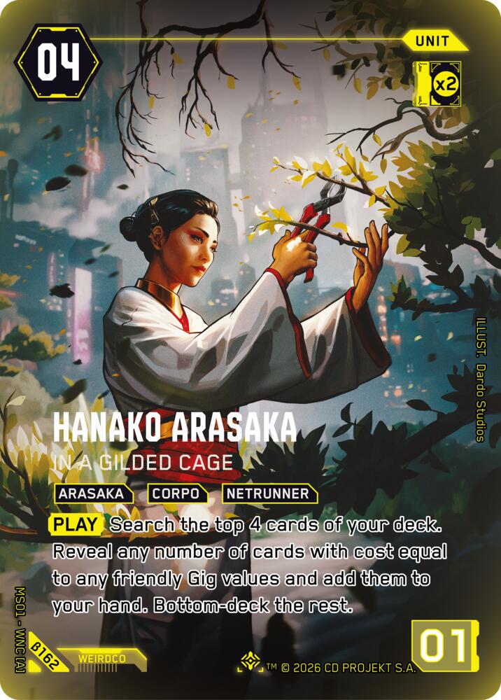 Hanako Arasaka - In a Gilded Cage (Welcome to Night City - Beta) — Cyberpunk TCG card