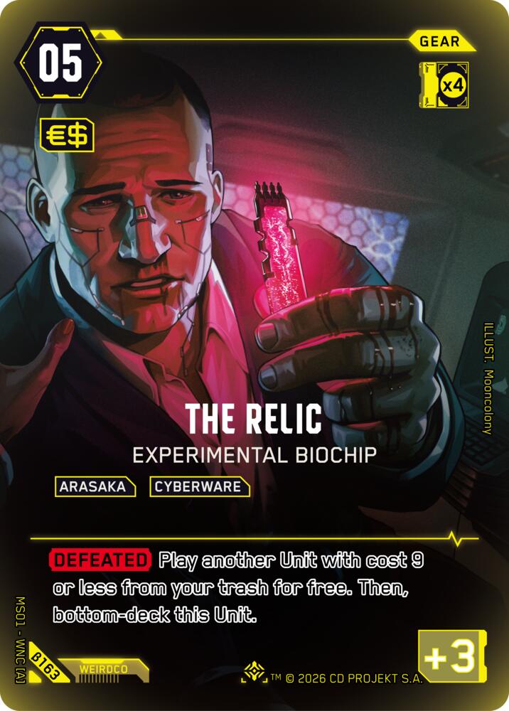 The Relic - Experimental Biochip (Welcome to Night City - Beta) — Cyberpunk TCG card