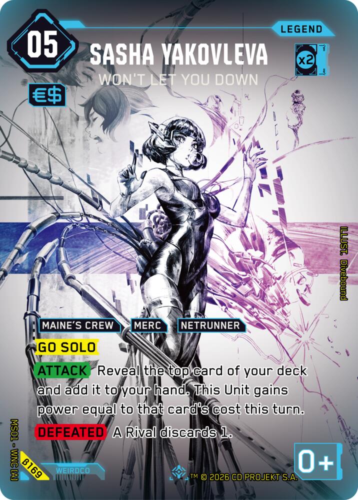 Sasha Yakovleva - Won't Let You Down (Welcome to Night City - Beta) — Cyberpunk TCG card