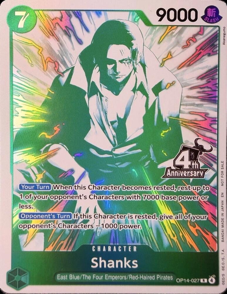Shanks (4th Anniversary Treasure Campaign Pack), One Piece Promotion Cards card number OP14-027
