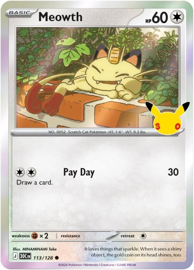 Meowth, ME: 30th Celebration card number 113