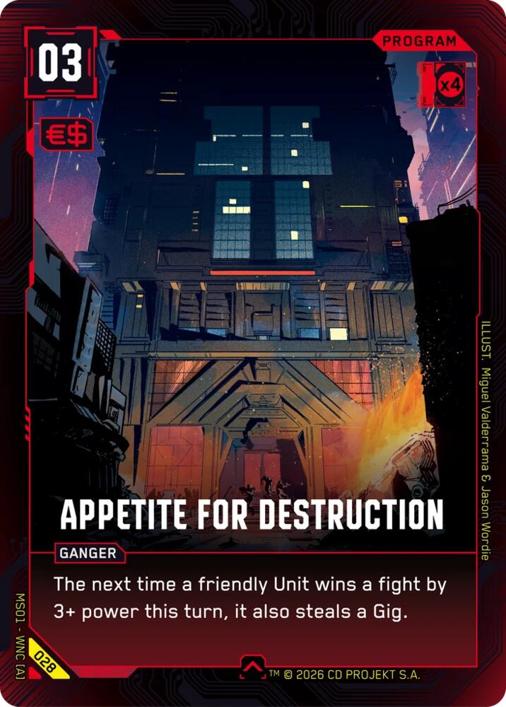 Appetite for Destruction (Welcome to Night City - Retail) — Cyberpunk TCG card