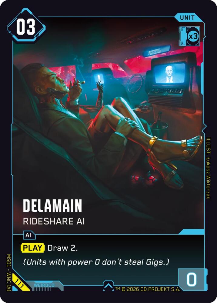 Delamain - Rideshare AI (Welcome to Night City - Retail) — Cyberpunk TCG card
