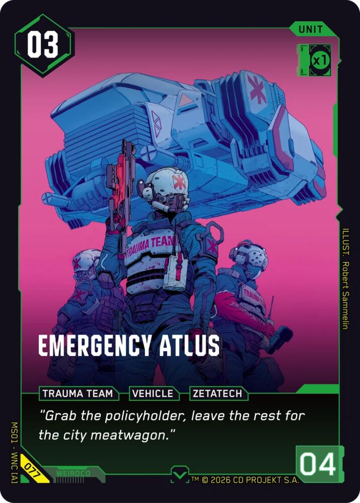 Emergency Atlus (Welcome to Night City - Retail) — Cyberpunk TCG card