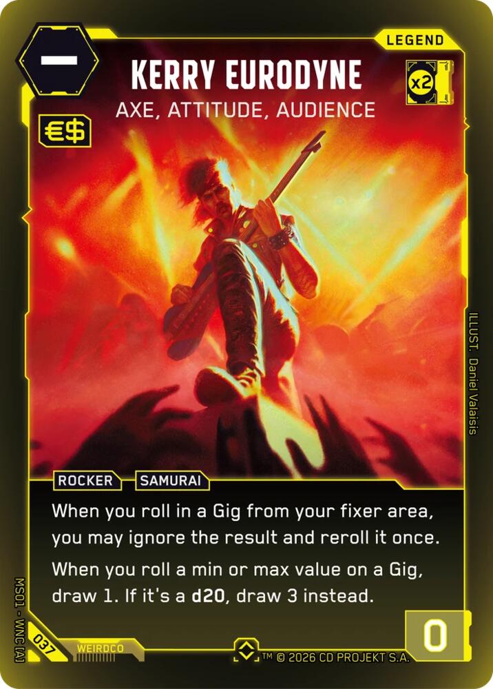 Kerry Eurodyne - Axe, Attitude, Audience (Welcome to Night City - Retail) — Cyberpunk TCG card