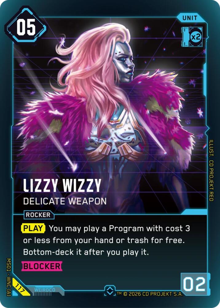 Lizzy Wizzy - Delicate Weapon (Welcome to Night City - Retail) — Cyberpunk TCG card