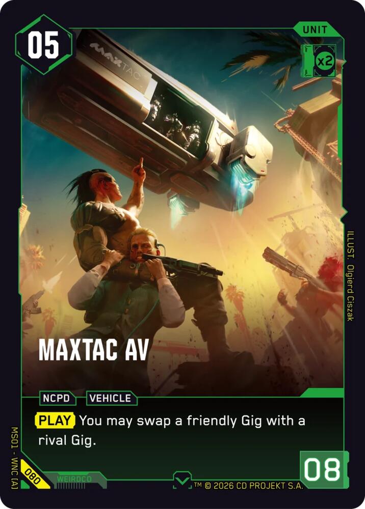 MaxTac AV (Welcome to Night City - Retail) — Cyberpunk TCG card